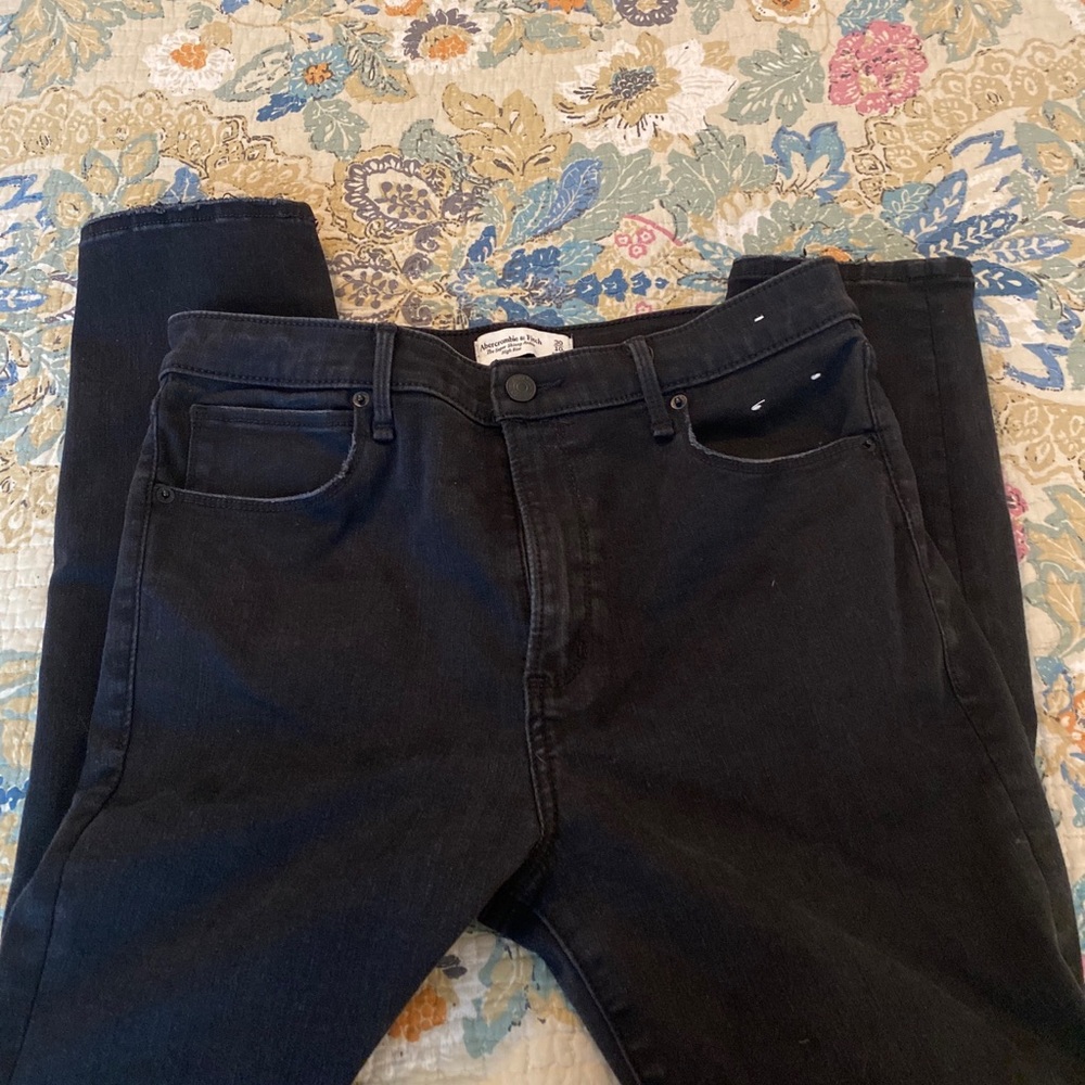 Abercrombie and fitch high rise skinny distressed ankle jeans . Black